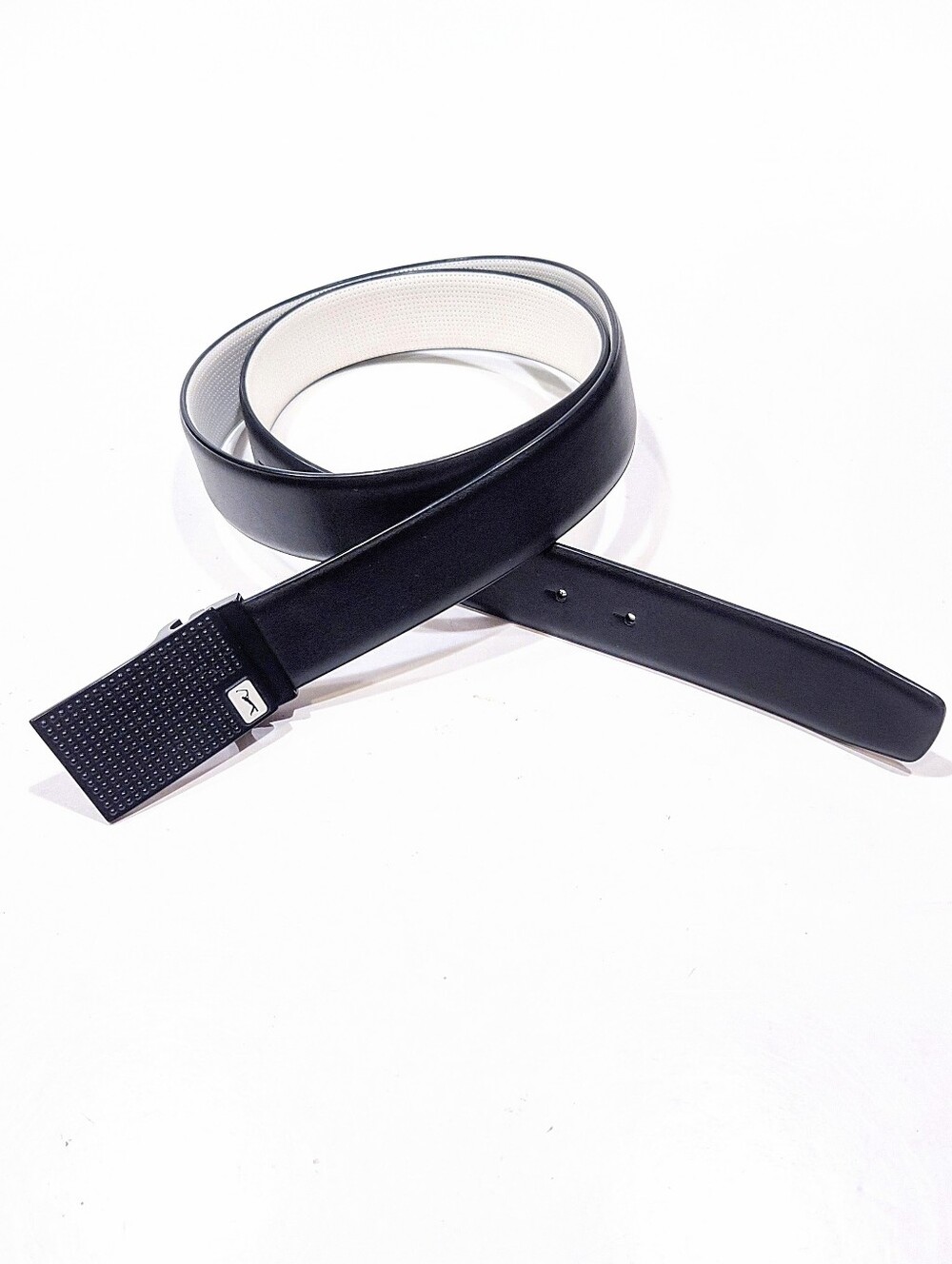 PGA Tour Mens Reversible Golf Belt White Black Imitation Leather Buckle PG06010N